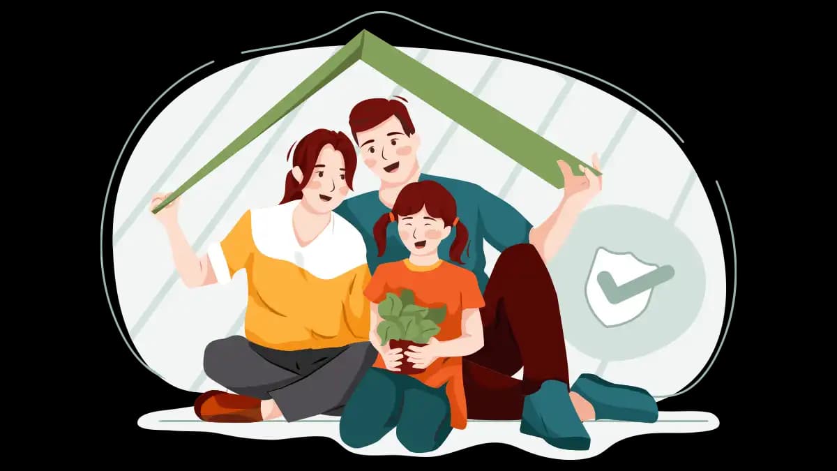 Illustration d'une famille protégée par son assurance
